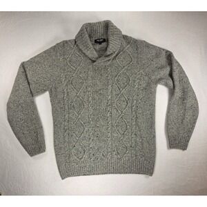 Luca Nobili Italy Sweater Mens Knit  LARGE Gray Shawl Collar Pullover Wool Warm